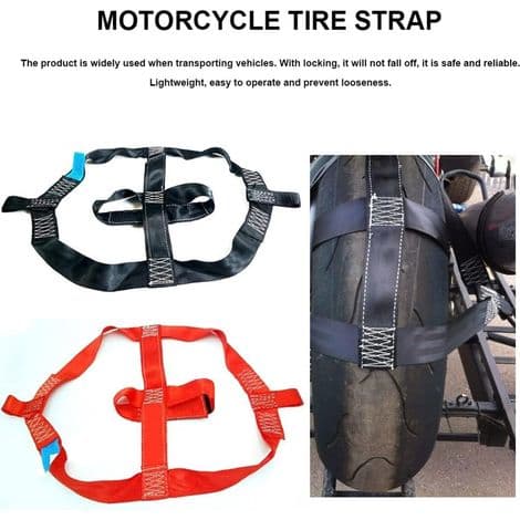 Motorcykelstropper, universel baghjulsstrop til motorcykler, bilhjulstroppesystem til transport af motorcykelbaghjul