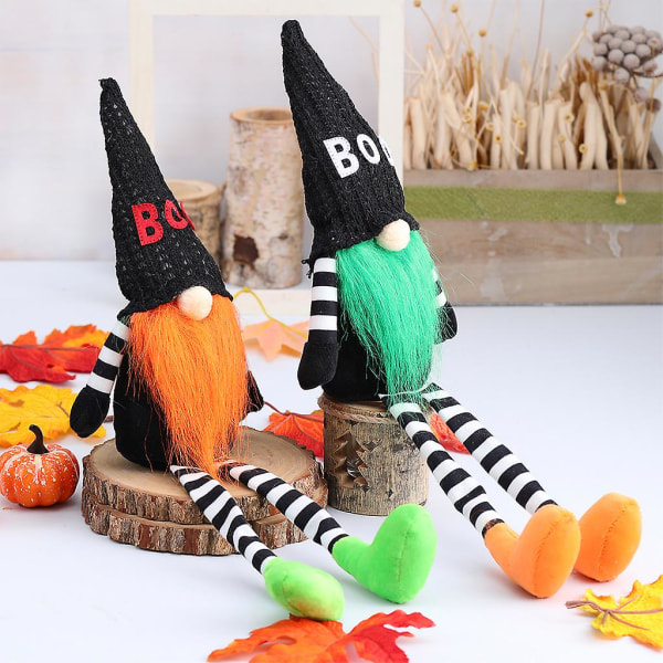 Hatt Langbein Halloween Dverg Dverg Dukke Ornament Søt Tegneserie Dverg Elf Hjem Oransje