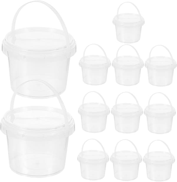 12 st små 0,5 l runda snackshinkar med lock, flexibelt PP-material och stark stabil struktur