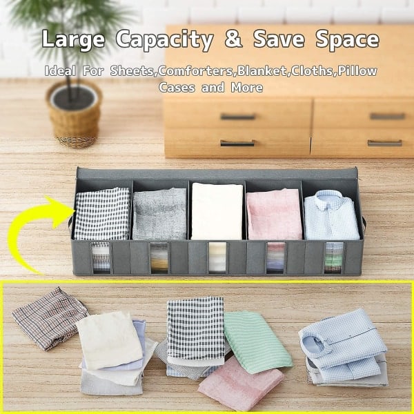 Storage Bag, Under Bed Dresser with Clear Window and Handles - Storage for Clothes, Toys and More (Grey)