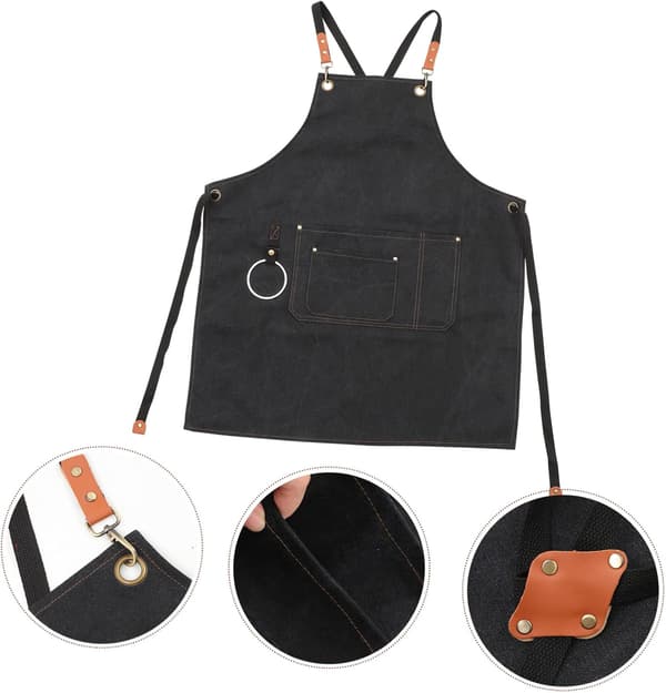 Chef Apron for Men Canvas Work Apron Pockets Cooking Apron for Kitchen Accessories
