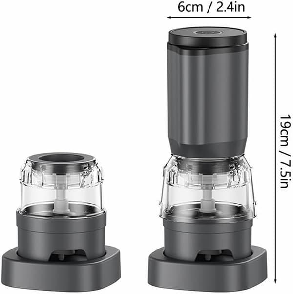 Electric Salt and Pepper Grinder, 2 Refillable Spice Jars, USB Rechargeable, Adjustable Grinding Size, Home Kitchen, White, 19x6x6cm