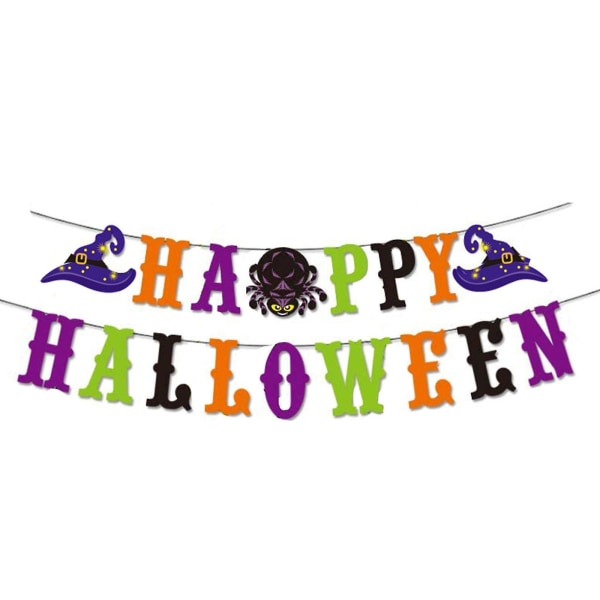 AHappy Halloween Bunting Banner Halloween Dekorasjon Gresskar Flaggermus SpøkelseA