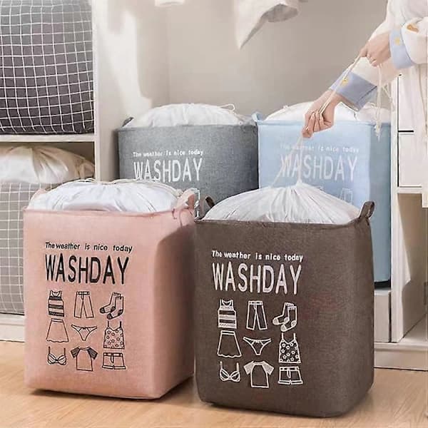 HA~Large Laundry Hamper, Quilt, Clothes, Toys and Sundries Storage Bag, Dustproof Drawstring Opening, Foldable