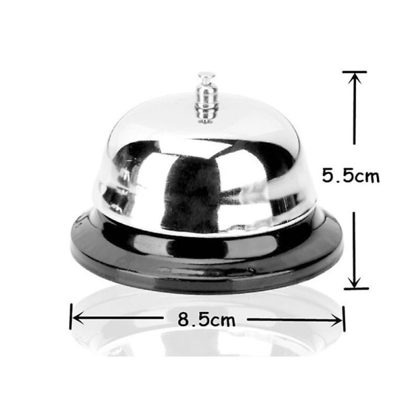 Ringklockor, rostfritt stål krom Finish Skrivbordsservice Bell Game Bell för hotellrestaurang Kök skolreceptionsområde (2st, silver)