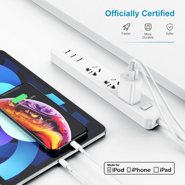 [2-pakke] 2 m Apple MFi-certificeret iPhone-ladekabel, 2 meter til iPhone 14/13/12/11/11 Pro/11 Pro Max/X/XS Max/8/7/6/5/iPad