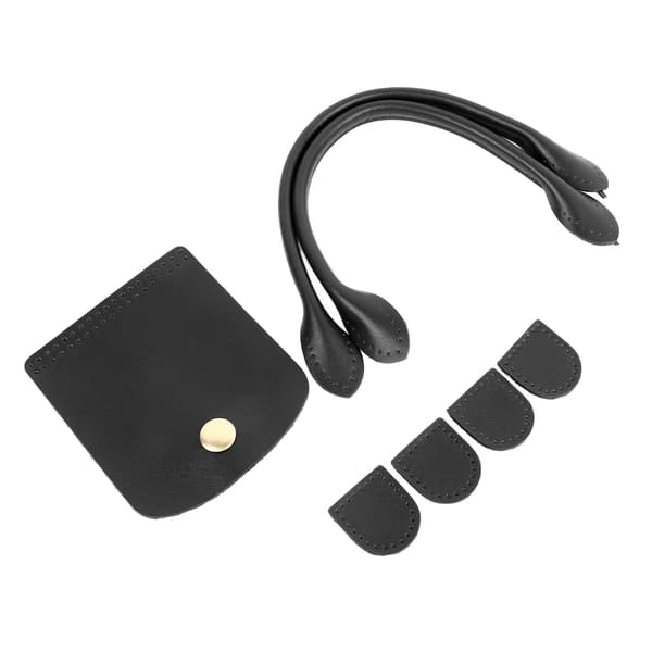 Leather Handle DIY Fashionable Handle with Fold Lock Zipper Stopper for Handbag Making Black Top Leather