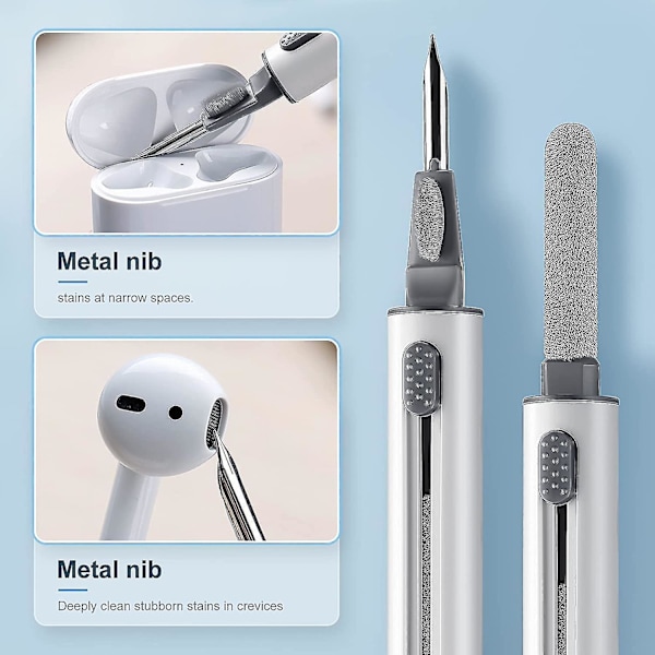 Rengjøringssett for Airpods - Myk børste, tastaturrenser, hodetelefonputer, multifunksjonell rengjøring for Airpods