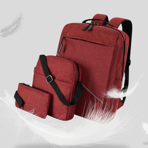 Mote-tredelt ryggsekk Ryggsekk Mannlig Forretning Usb-lading Laptop Bag Stor kapasitet Studenter B Red