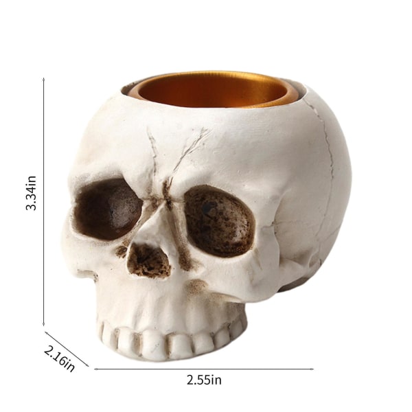 Kreativ Tredimensjonal Skalle Lysestake Ornament Halloween Atmosfærisk Dekorasjon Harpiks Spøkelseshode Ornament Lysestake Hvit
