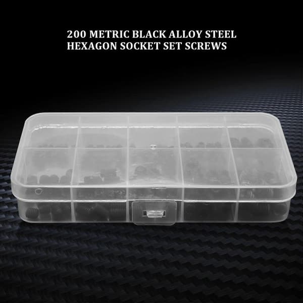200-piece Hex Socket Screw Set M3 M4 M5 M6 M8 (Black Alloy Steel)