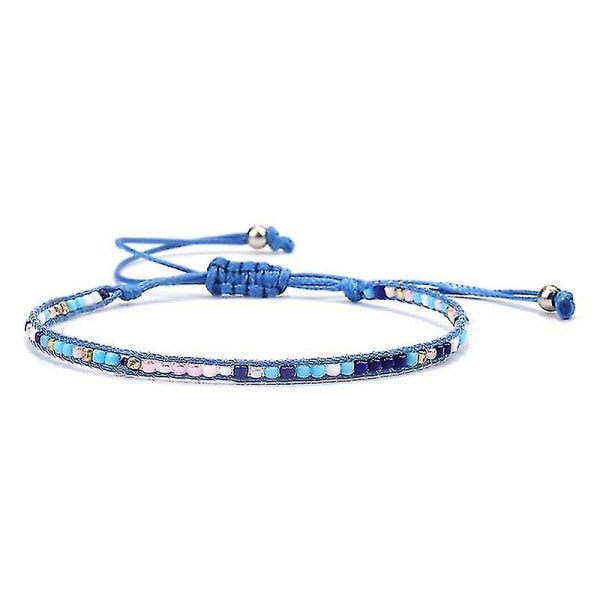 Bohemiskt Seadpärlor Vaxrep Handmade Flätat Armband Vävt Vänskapssmycke Blå