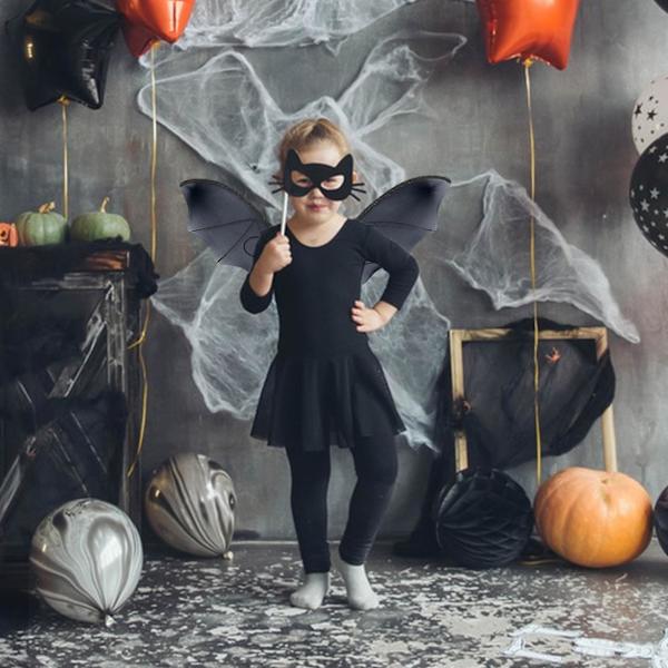 Sort Ving Kostume Tilbehør: Djævel Cosplay  Dress Up Outfit Til Halloween Mardi Gras  Festforsyninger Foto Props Trådnet Sort