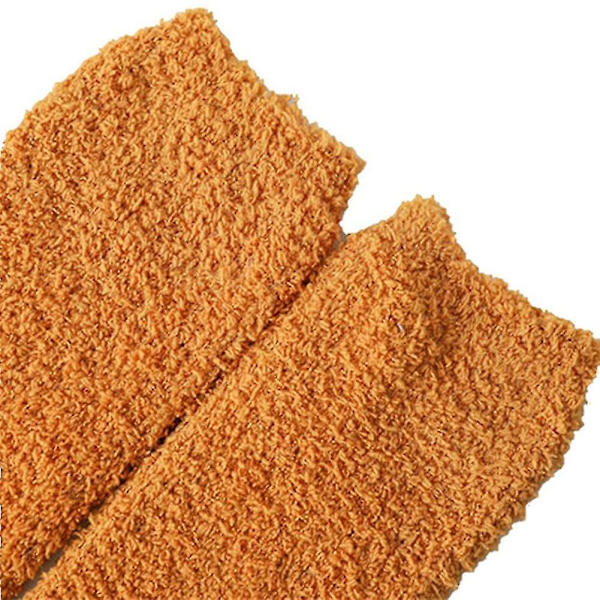 6 Par Korallfleece-Sockor Golvsockor Vinter Plus Sammet Tjocka Sockor