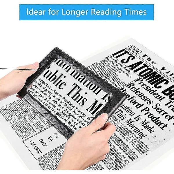 Full Page Magnifier Hands Free Rectangular Standing Magnifying Glass with 12 LED Lights 3X Magnifying Lens for Reading Books, Jewelry, Elderly
