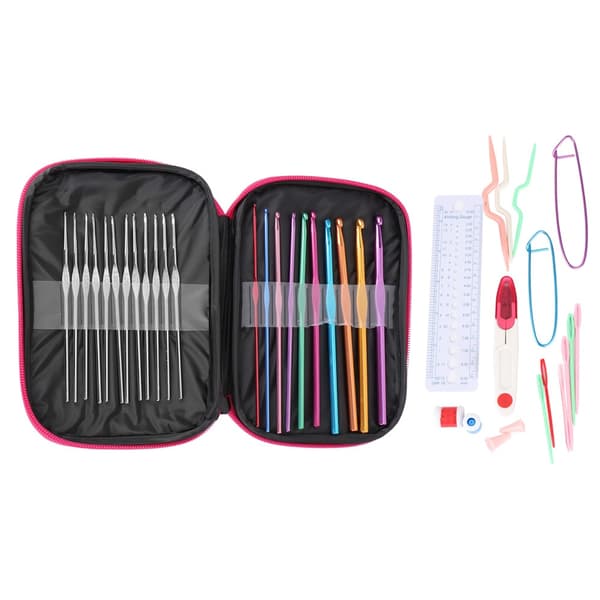 22 Sizes Crochet Hook Set 0.6-6.5mm Knitting Needles with Other Crochet Tools