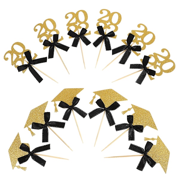 12 stk. Utdanning Cupcake Toppers Kakeinnstikk Toppers Kakepynt Svart 10.8X6CM