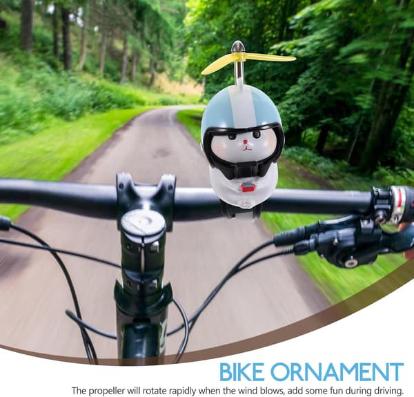 Cat Bicycle Handlebar Mount Cat Doll with Propeller Helmet - Bike Decoration Accessory