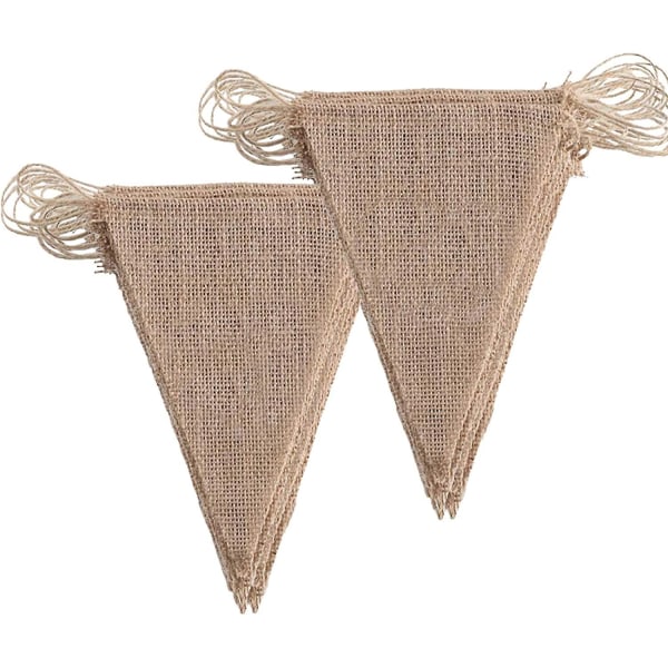 Dahi Vimpelkedja 2 delar Vintage Vimpel Banner Vimpelkrans med 48 delar triangelflaggor för bröllopsfest (brun)