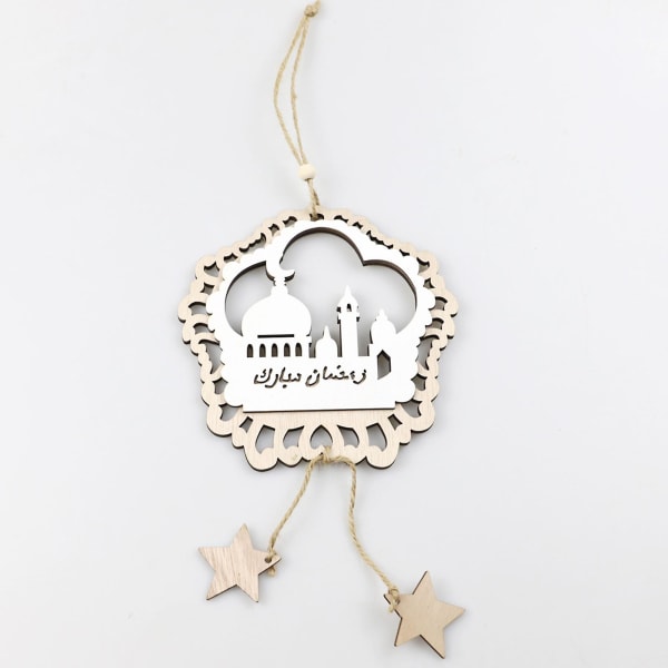 Stil 1 Trä Mubarak Hängande Ornament Måne Stjärna Slott Trähantverk Stil 1