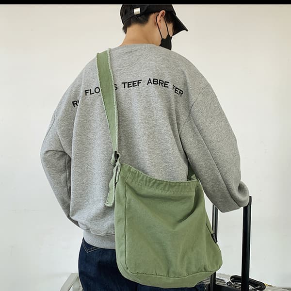 Washed Canvas Bag, Worn Shoulder Bag, Simple Messenger Bag
