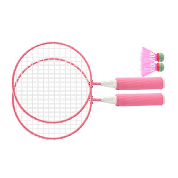 Kids Badminton Racket Set with 2 Balls Large Net Soft Non-Slip Handle Comfortable Grip Pink