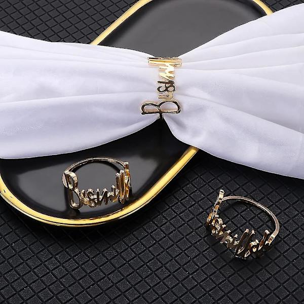 6 stk Serviettringer i Metall med Bismillah-Bokstaver, Serviettringsett for Bryllup, Fest, Jul, Thanksgiving (gull), 4,2x3,6 cm Gull Gold