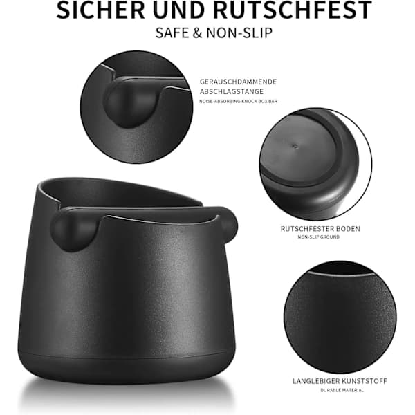 HA~Coffee Grounds Container, Espresso Grounds Knock Box, with Removable Metal Knock Bar & Non-Slip Base, Coffee Machine Accessories