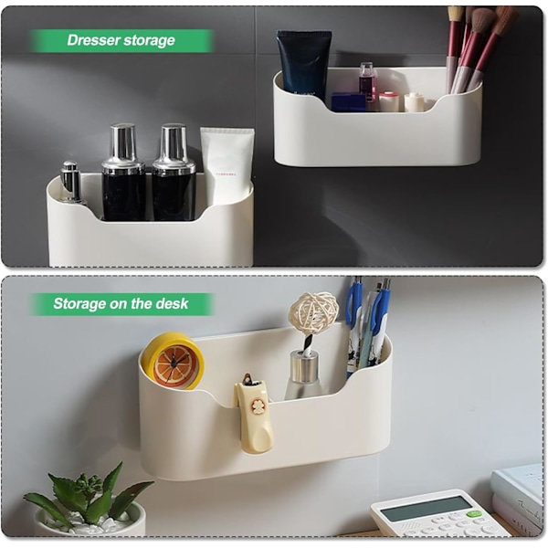 Self-adhesive wall-mounted storage boxes, storage box for kitchen cabinets, bathroom, refrigerator, small items