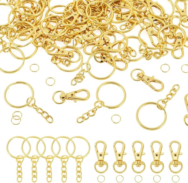 30 st gyllene nyckelringslås med hoppringar set smycken Silver