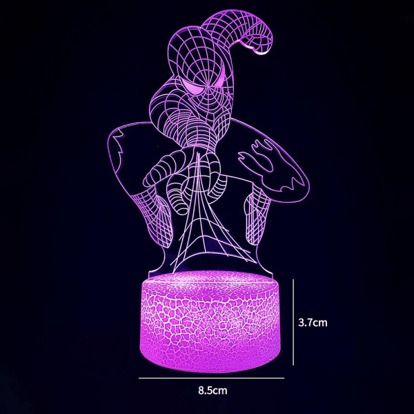 Spider-Man 3D Night Light with Base and Remote Control USB Rechargeable Spiderman LED Night Lamp
