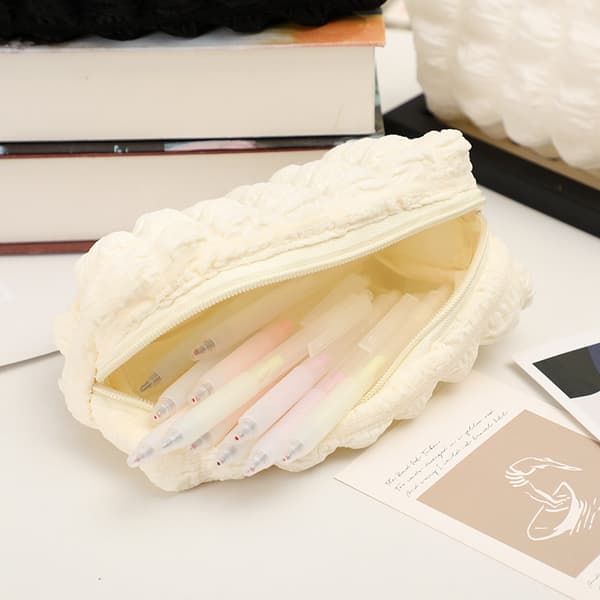 Polyester penalhus med stor kapacitet - Blød organizer til skriveredskaber og makeuptaske Sort Sort Svart Polyester