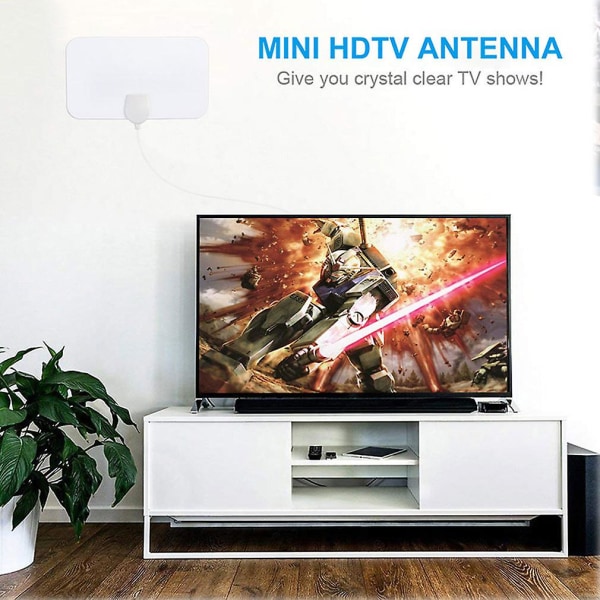 4K HDTV-boks Digital TV-antenne EU-plugg 50 Miles Booster Aktiv Innendørs Hvit White