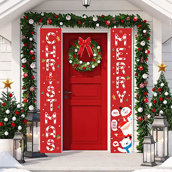 God Jul Veranda Skylt Tomte Snögubbe Julhängande Banner Semester Hem Inomhus Utomhus Dörr Vägg Dekoration