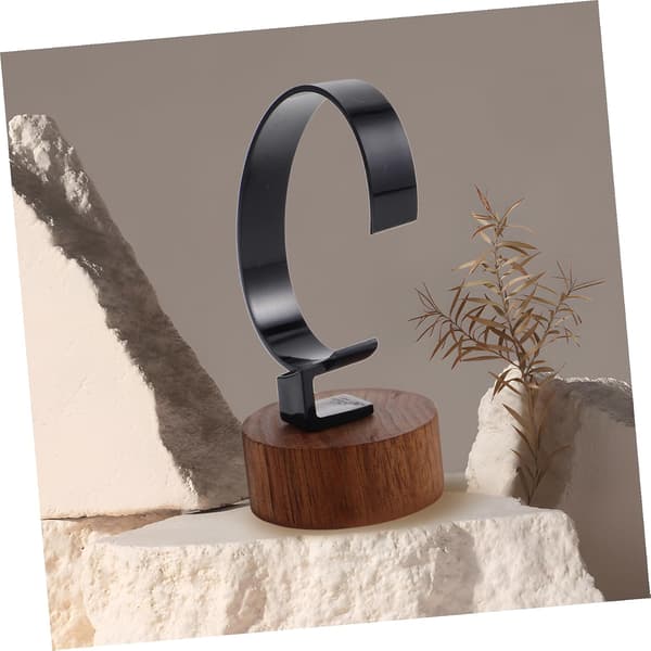 Svart valnøttbase Akryl C-ring Klokkeholder Minimalistisk Armbåndsdisplaystativ