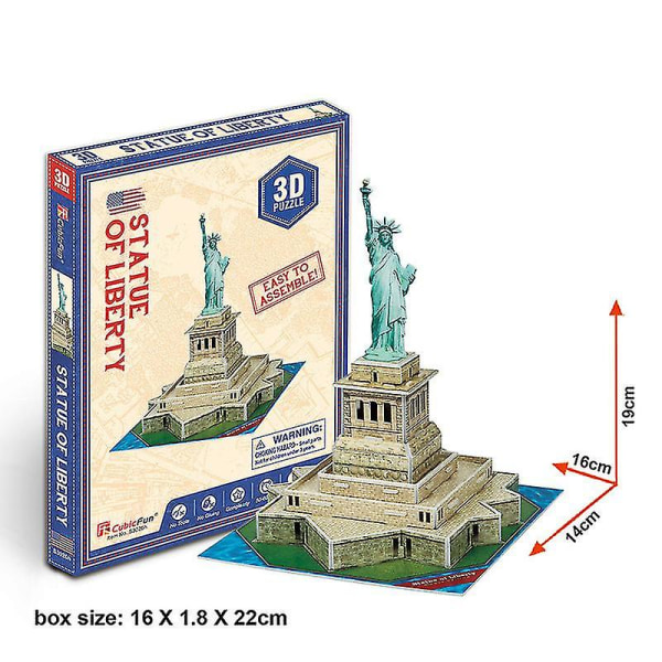 3D Papir Puslespil Ord Berømt Bygning Eiffeltårnet Puslespil Samling Model Håndværk Gør det selv Pædagogisk legetøj Børn Voksen GaveStatue of Liberty