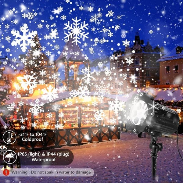 Juleprojektor med snøfnugg - Vanntett utendørsbelysning for fest og hage