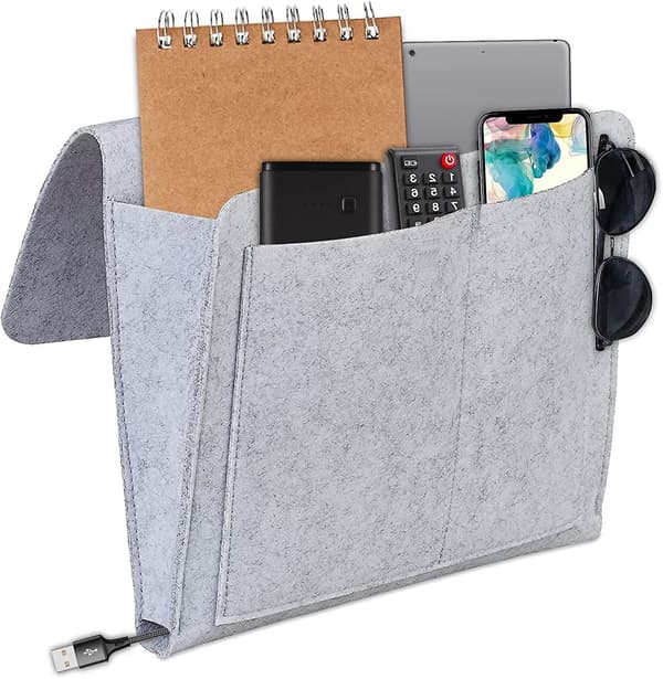 Bed Organizer Sofa Armrest Organizer Remote Control Couch Empty Pocket Bedside Pocket Bed Storage Bag Bed Hanging Caddy Storage Table, Light G_tfrf