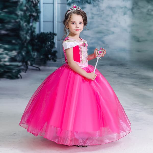 Piger Prinsesse Aurora Kjole Tornerose Kostume med Tilbehør