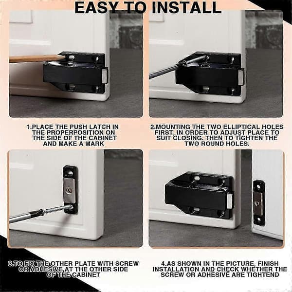 8-pack Magnetisk Trycklås Kraftig Tryck-för-att-öppna Skåpbeslag Tryckfrigöring Magneter Touch Latch