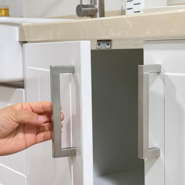 Cabinet Handles Brushed Nickel, Square Drawer Pulls, 4 Pcs Stainless Steel Kitchen Door Handles, Cabinet Hardware Handles