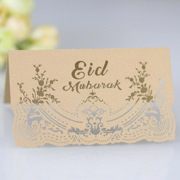 Reflekterende gull 100 stk Mubarak Party Hule Måltidskort Lykkelige Invitasjonskort Borddekorasjon Reflekterende gull