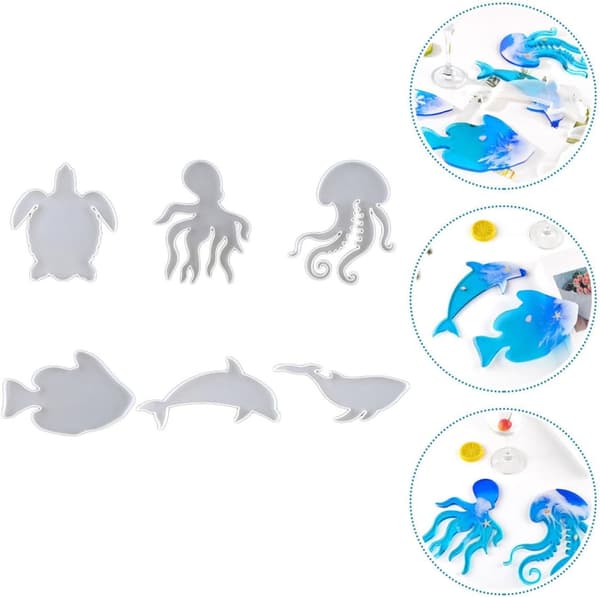 6 stk. silikonformer for sjødyr for epoksystøping – delfin
