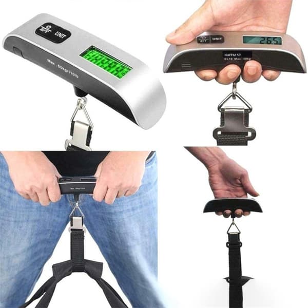 Digital luggage scale with handle and backlit LCD screen, portable suitcase scale, max weight 50 kg (912.8*3*3 cm)