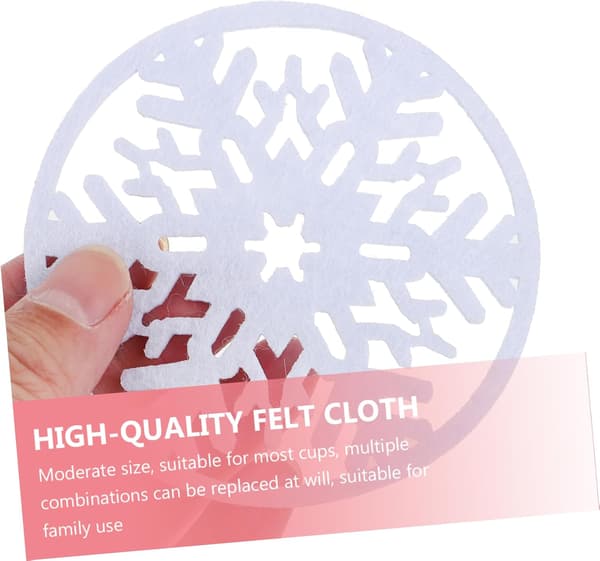 Christmas Snowflake Coasters 6-pack Round Felt Mug Coasters