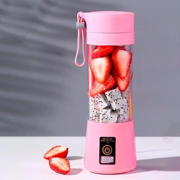 Bærbar Blender Multifunksjonell USB Elektrisk Blender Mat Smoothie Maker Blender Rørbar Oppladbar 6-blad Fruktjuicekopp (rosa)