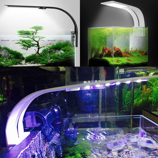 Akvarium ljus LED vitt och blått ljus nano clip belysning, lämplig för vattenväxter (Vit)