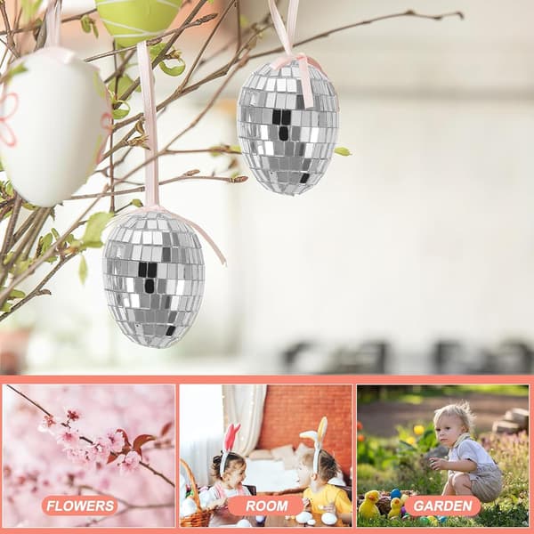 Easter Egg Ornaments - 8 Pieces Spring Decoration, Basket Table Display Set Glossy finish 8pcs Glossy finish 8pcs