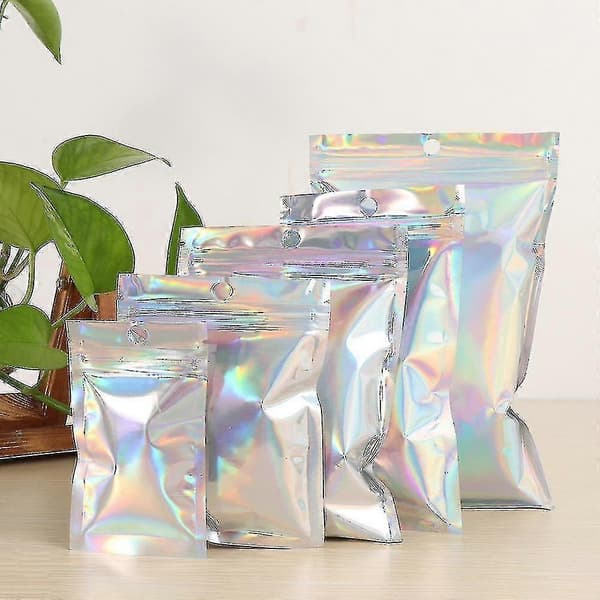 20-delt sett med vakre iriserende lukttette zip-lock-poser (9x16cm)