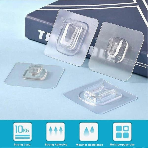 16 Pair Double-Sided Adhesive Wall Hooks, Reusable Seamless Hooks Without Punching and Nails Heavy Duty Self-Adhesive Wall Hooks